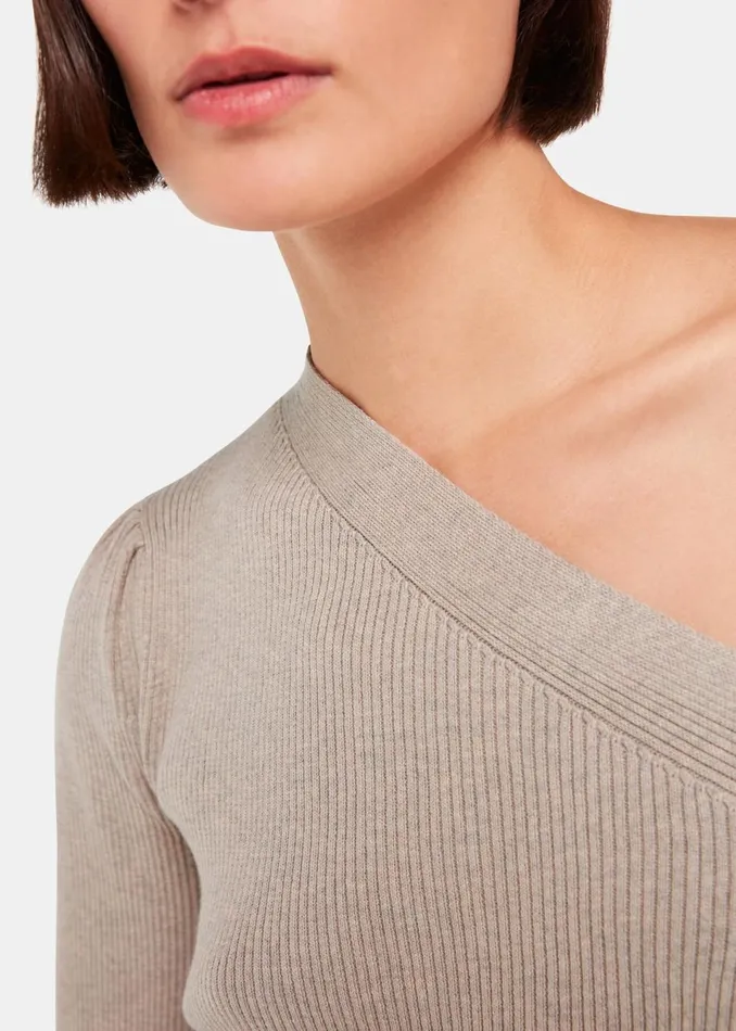 Women Knitwear and Cashmere Whistles Neutral One Shoulder Knit