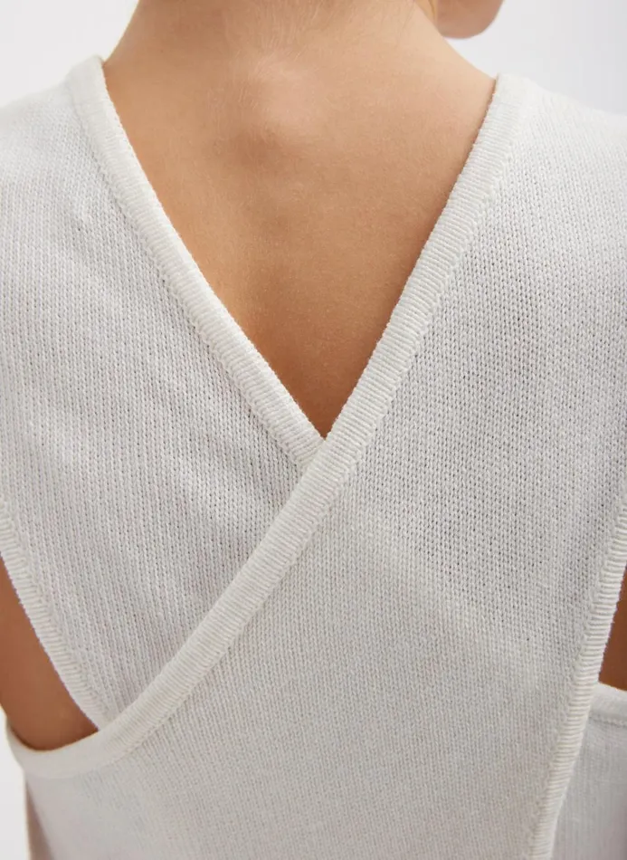 Women Knitwear and Sweatshirts Tibi Cotton Criss Cross Cropped Sleeveless Sweater White