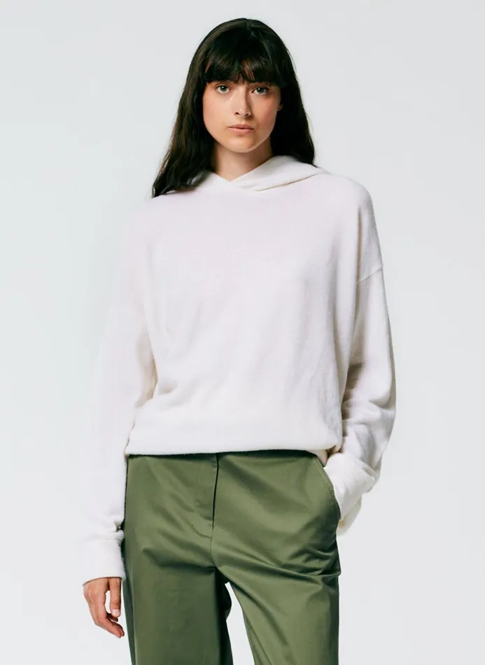 Women Knitwear and Sweatshirts Tibi Feather Weight Cashmere Easy Men039s Hoodie Ivory Women Knitwear and Sweatshirts Tibi Feather Weight Cashmere Easy Men039s Hoodie Ivory