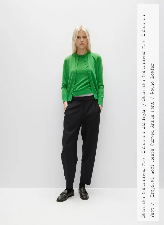 Women Knitwear and Sweatshirts Tibi Skinlike Mercerized Wool Shrunken Cardigan Green