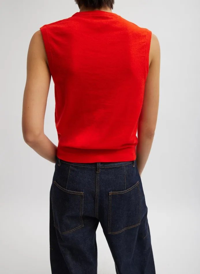Women Knitwear and Sweatshirts Tibi Skinlike Mercerized Wool Sleeveless Sweater Red