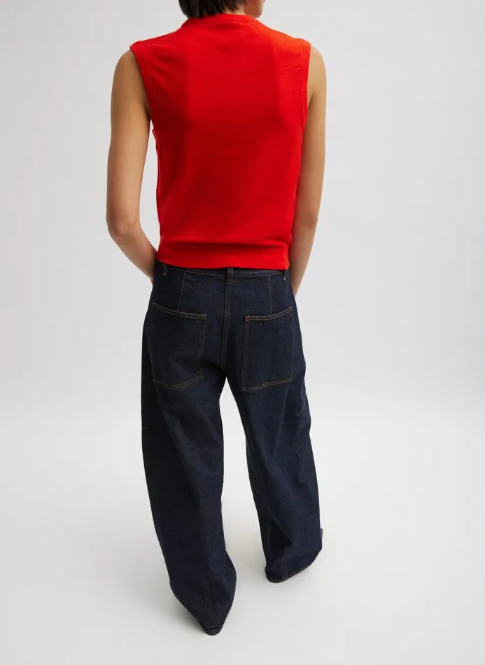 Women Knitwear and Sweatshirts Tibi Skinlike Mercerized Wool Sleeveless Sweater Red