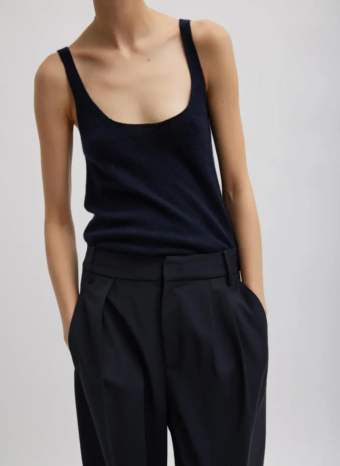 Women Knitwear and Sweatshirts Tibi Washable Cashmere Tank Sweater Navy