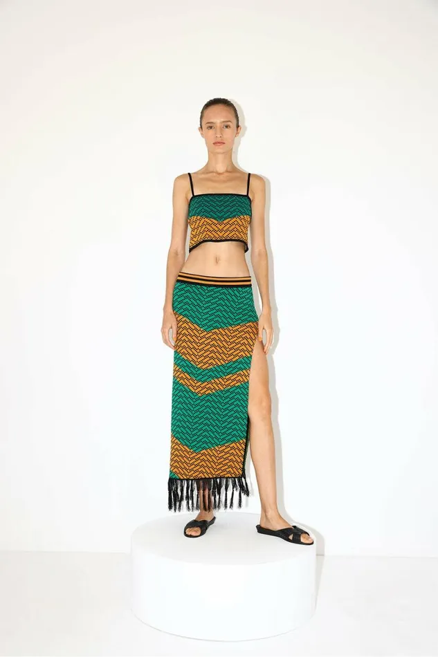 Women Knitwear DODO BAR OR Bebe Top Green Orange Combo