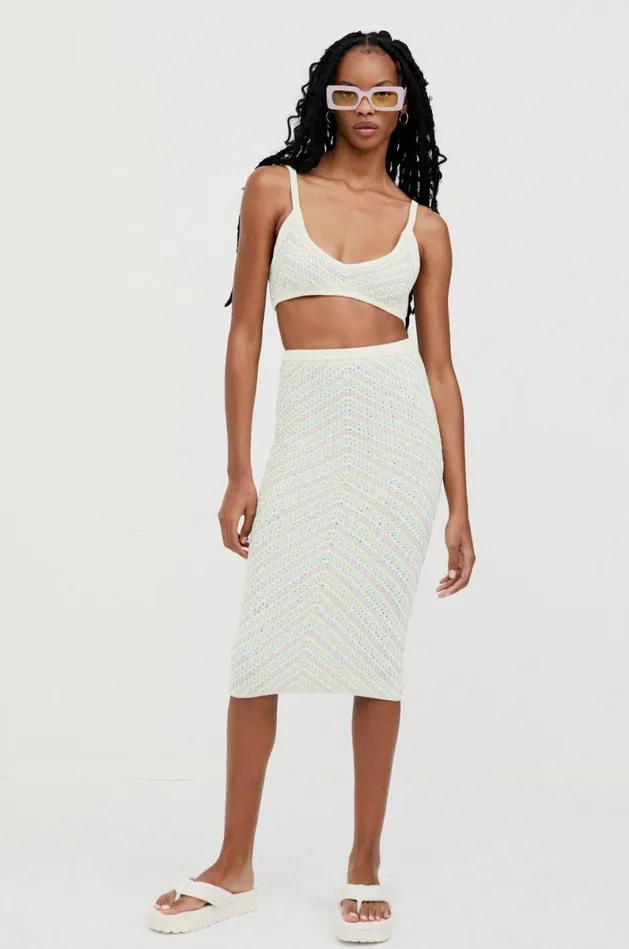 Women Knitwear For Love and Lemons Bette Midi Skirt Lavender
