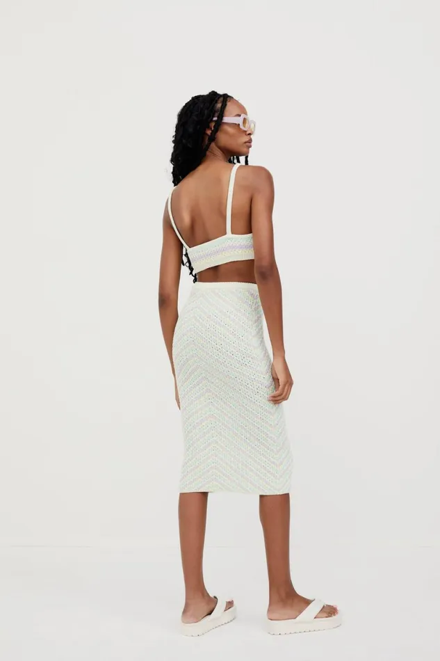 Women Knitwear For Love and Lemons Bette Midi Skirt Lavender