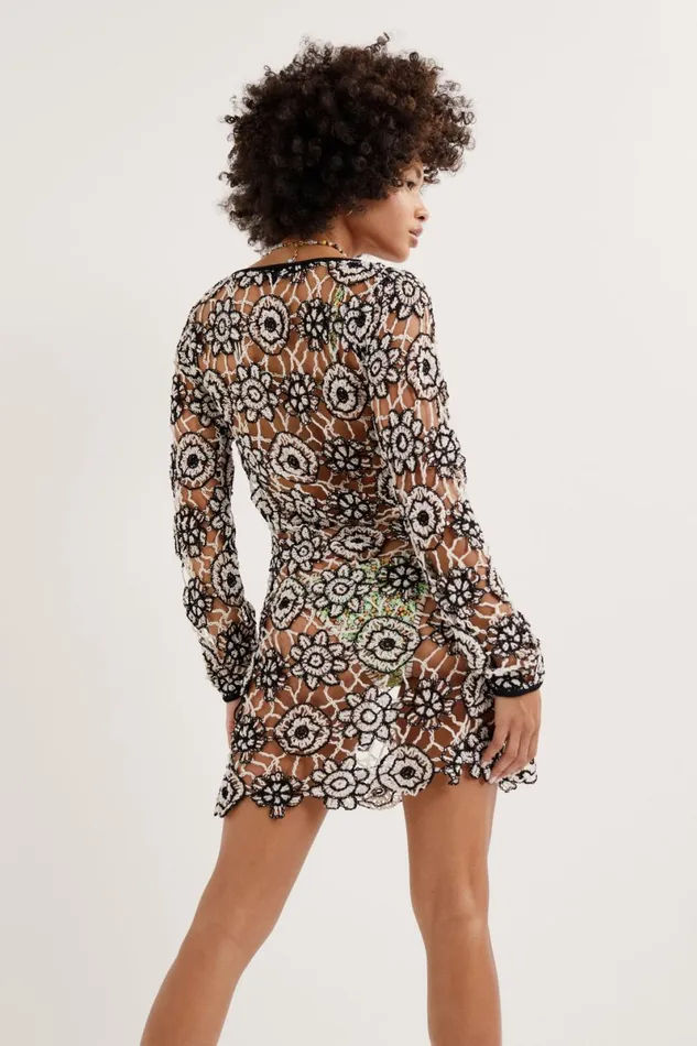 Women Knitwear For Love and Lemons Kaya Long Sleeve Mini Dress Black