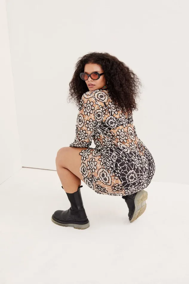 Women Knitwear For Love and Lemons Kaya Long Sleeve Mini Dress Black