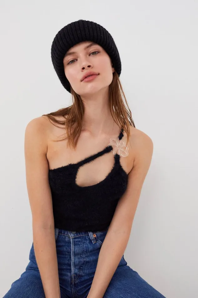 Women Knitwear For Love and Lemons Mirabel Crop Top Black