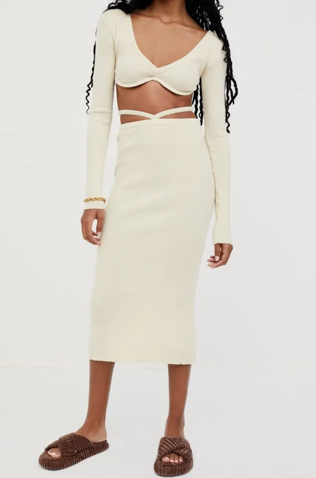 Women Knitwear For Love and Lemons Mona Midi Skirt Ivory Women Knitwear For Love and Lemons Mona Midi Skirt Ivory