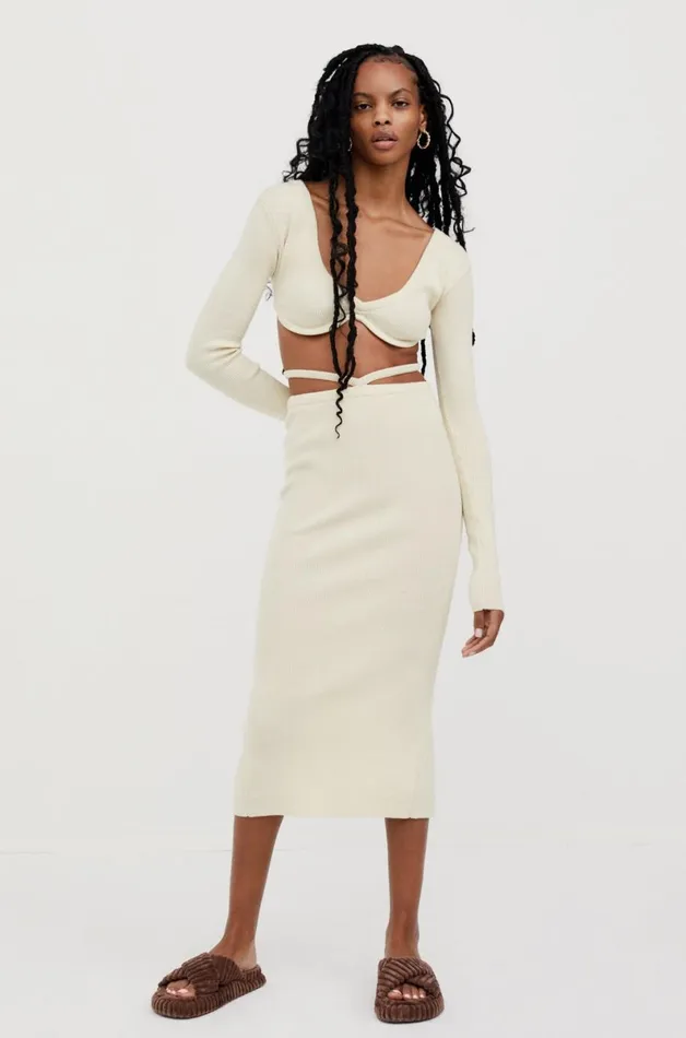 Women Knitwear For Love and Lemons Mona Midi Skirt Ivory Women Knitwear For Love and Lemons Mona Midi Skirt Ivory