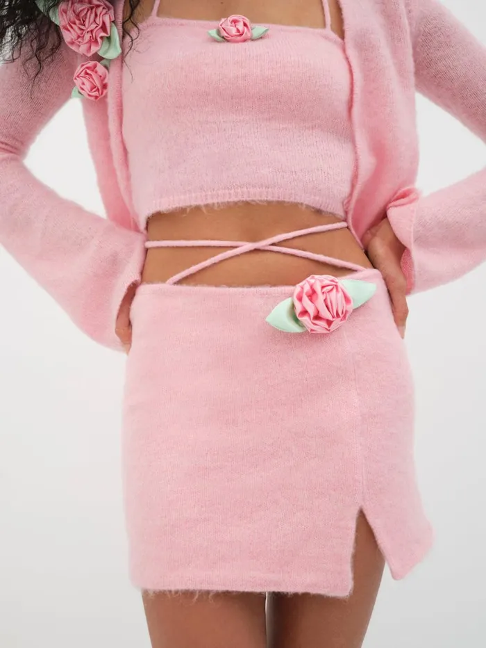 Women Knitwear For Love and Lemons Savannah Skirt Pink