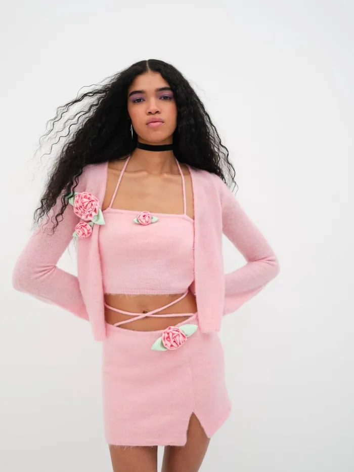 Women Knitwear For Love and Lemons Savannah Skirt Pink Women Knitwear For Love and Lemons Savannah Skirt Pink