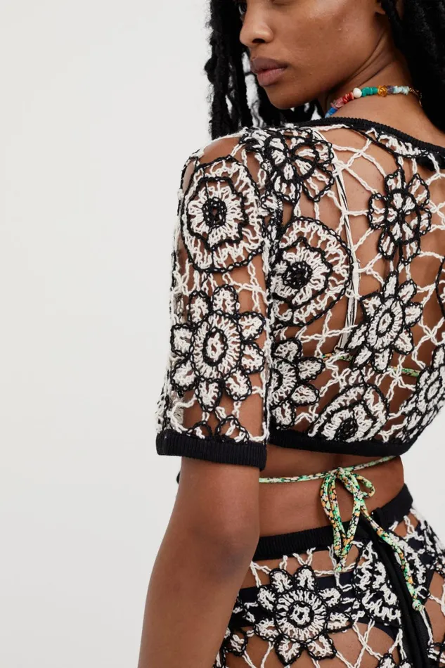 Women Knitwear For Love and Lemons Sofia Crop Top Black