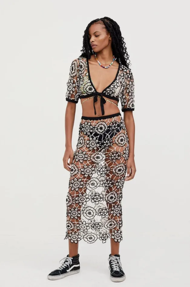 Women Knitwear For Love and Lemons Sofia Crop Top Black