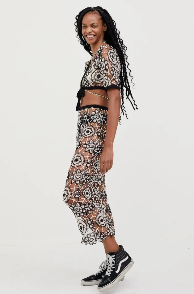 Women Knitwear For Love and Lemons Sofia Crop Top Black