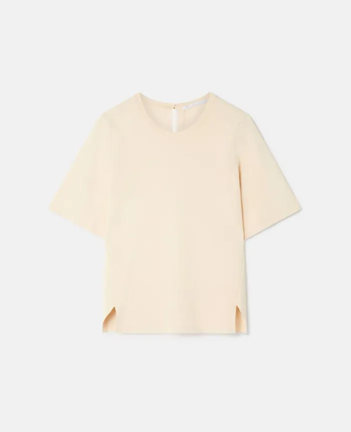 Women Knitwear Stella McCartney Boxy Short Sleeve Tshirt Oat