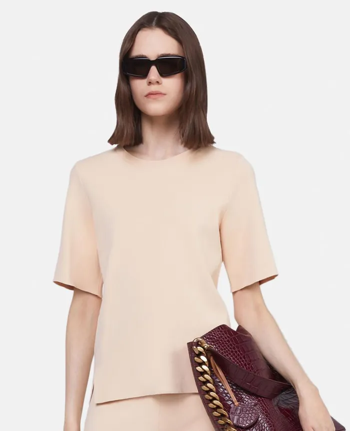 Women Knitwear Stella McCartney Boxy Short Sleeve Tshirt Oat Women Knitwear Stella McCartney Boxy Short Sleeve Tshirt Oat