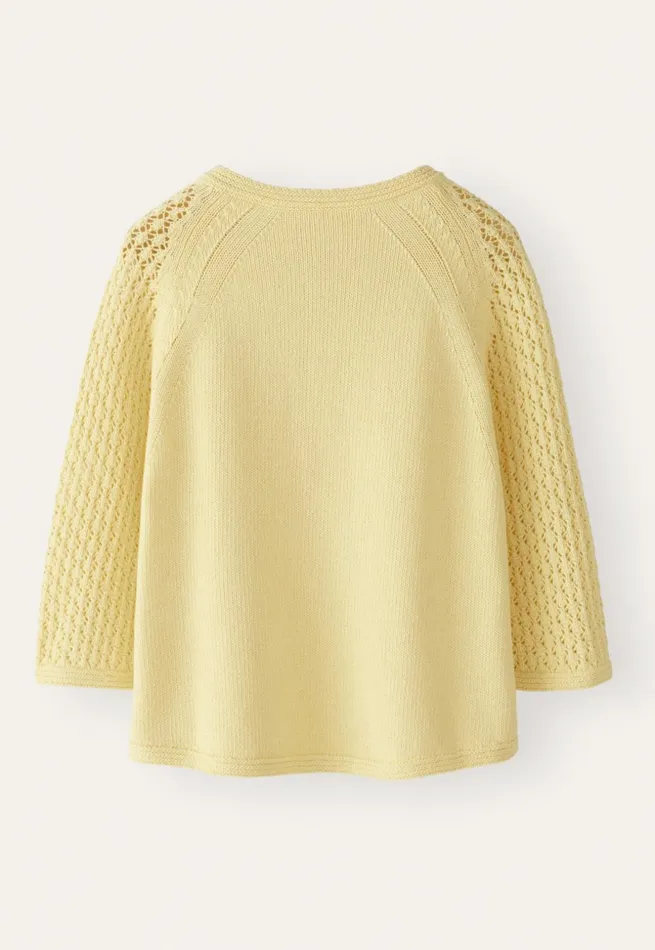 Women Lacestitchsleeve Sweater Pale Yellow Poetry Fashion Sweaters