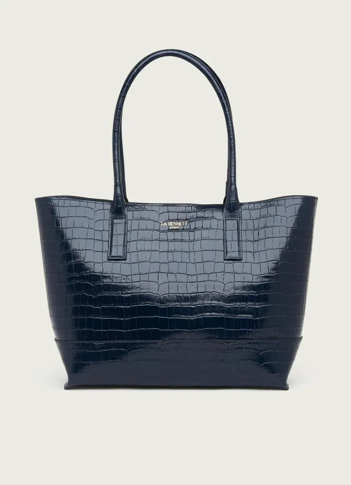Women Lacey Navy CrocEffect Leather Tote Bag LKBennett Tote Bags Women Lacey Navy CrocEffect Leather Tote Bag LKBennett Tote Bags
