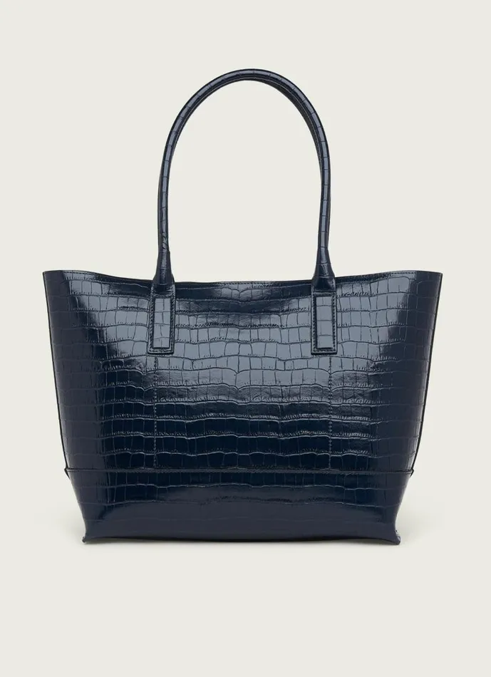 Women Lacey Navy CrocEffect Leather Tote Bag LKBennett Tote Bags Women Lacey Navy CrocEffect Leather Tote Bag LKBennett Tote Bags
