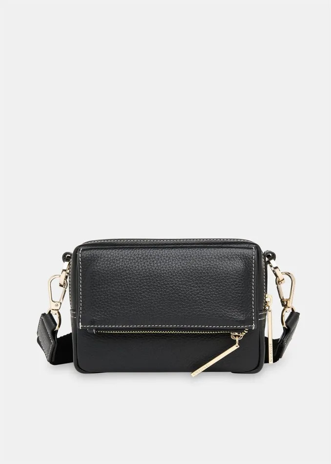 Women Leather Whistles Black Bibi Stitch Crossbody Bag