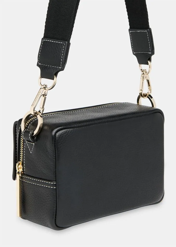 Women Leather Whistles Black Bibi Stitch Crossbody Bag