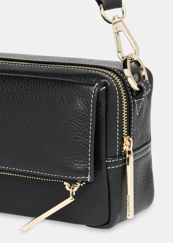 Women Leather Whistles Black Bibi Stitch Crossbody Bag