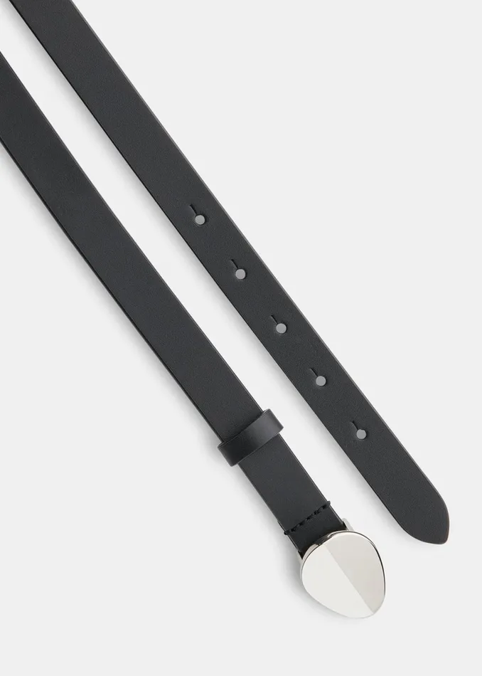 Women Leather Whistles Black Oval Buckle Belt