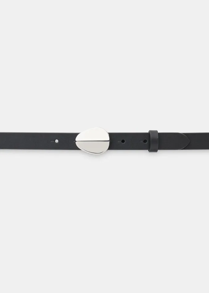 Women Leather Whistles Black Oval Buckle Belt