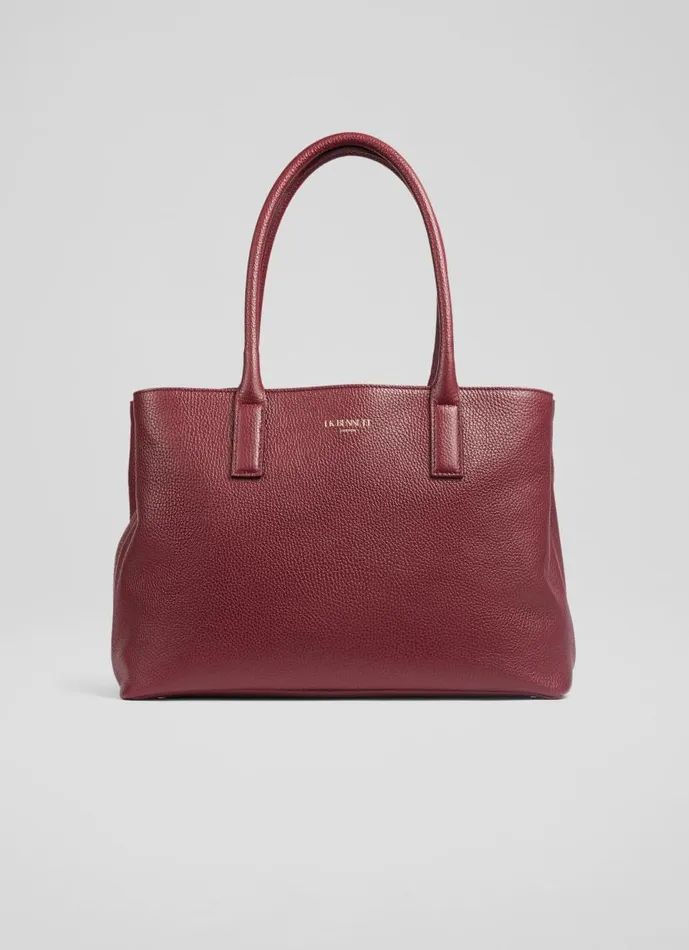 Women Lillian Burgundy Grainy Leather Tote Bag LKBennett Tote Bags