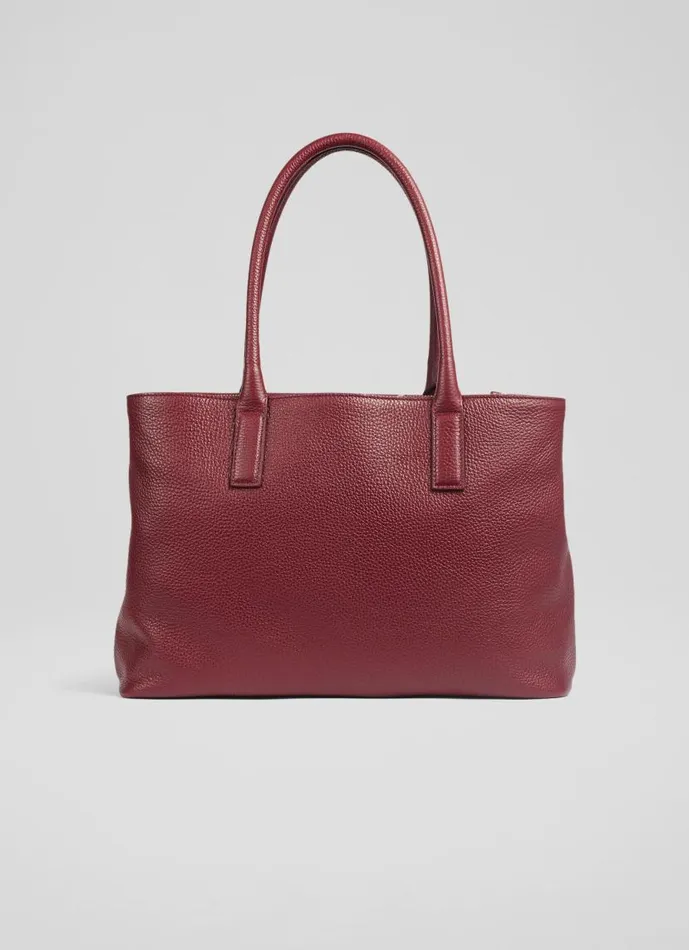Women Lillian Burgundy Grainy Leather Tote Bag LKBennett Tote Bags Women Lillian Burgundy Grainy Leather Tote Bag LKBennett Tote Bags