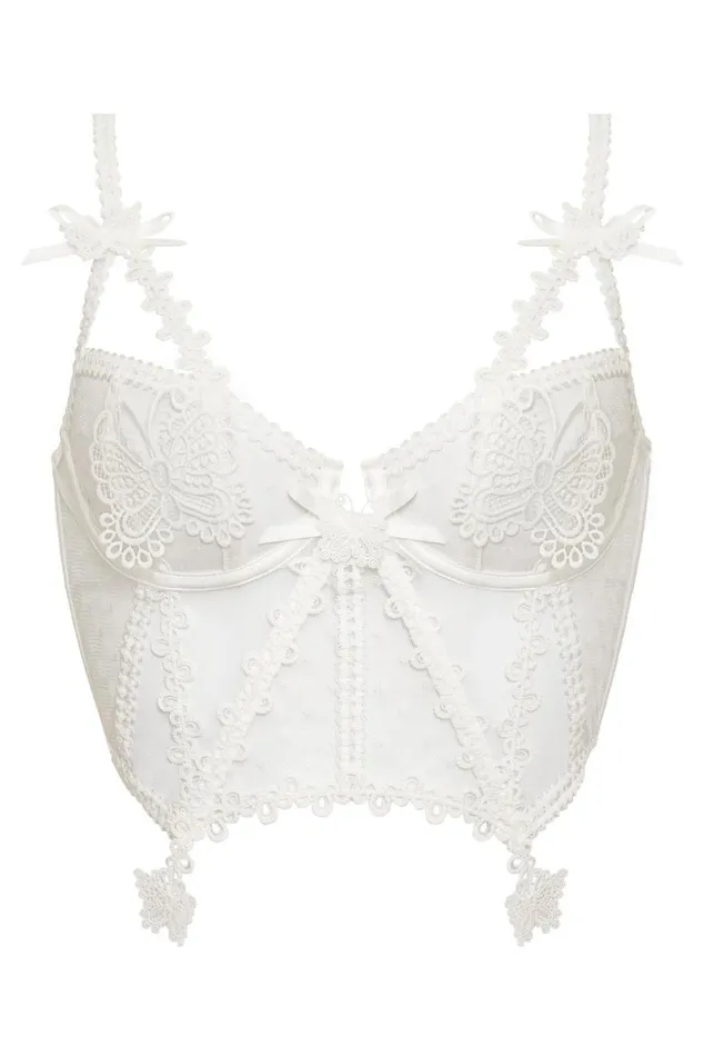 Women Lingerie For Love and Lemons Beaming Butterfly Applique Bustier White Women Lingerie For Love and Lemons Beaming Butterfly Applique Bustier White