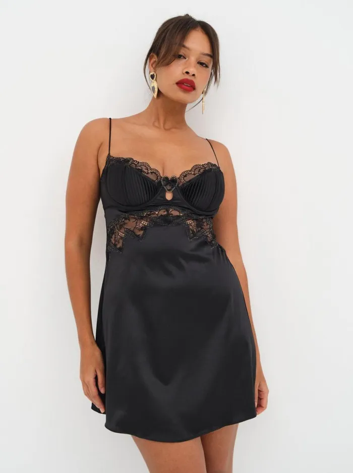 Women Lingerie For Love and Lemons Brie Slip Dress Black