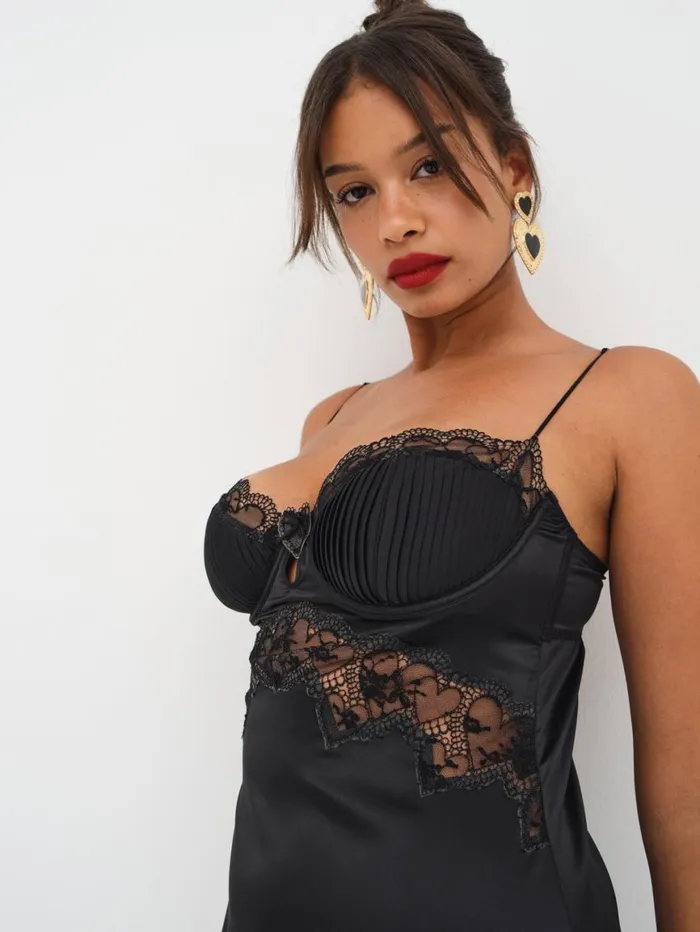 Women Lingerie For Love and Lemons Brie Slip Dress Black
