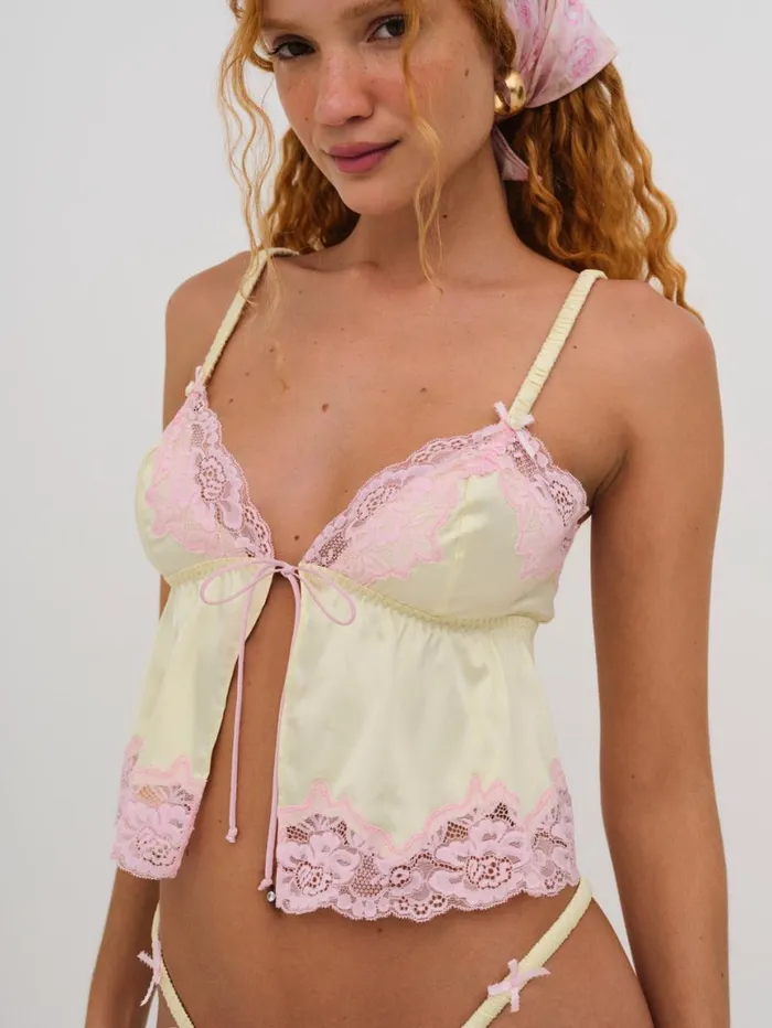 Women Lingerie For Love and Lemons Jaden Sleep Top Yellow