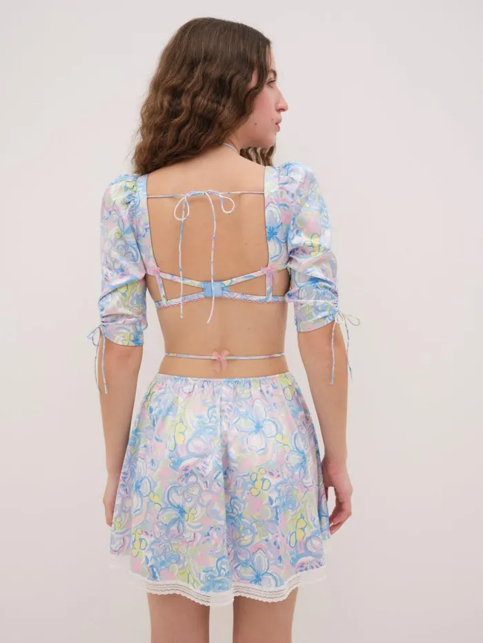 Women Lingerie For Love and Lemons Midsummer Floral Skirt Blue Women Lingerie For Love and Lemons Midsummer Floral Skirt Blue