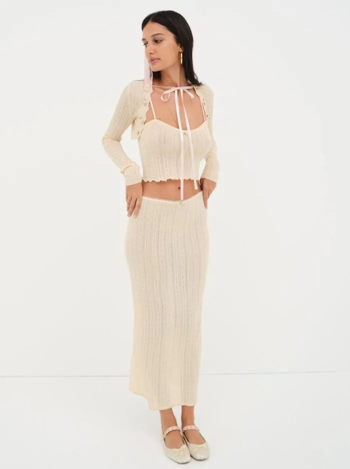 Women Lingerie For Love and Lemons Mydna Maxi Skirt Neutral