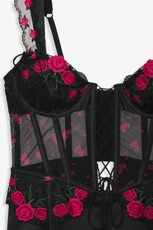 Women Lingerie For Love and Lemons Roja Slip Dress Black