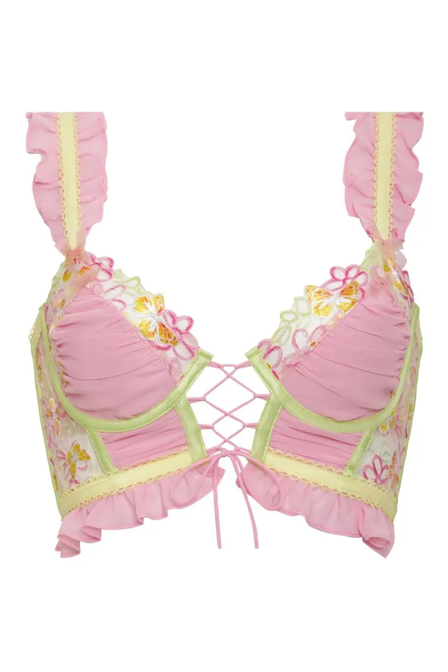 Women Lingerie For Love and Lemons Sunset Butterfly Ruffle Bustier Pink Women Lingerie For Love and Lemons Sunset Butterfly Ruffle Bustier Pink