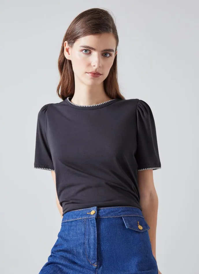 Women Lizzie Navy Organic Cotton TShirt Navy LKBennett Tops