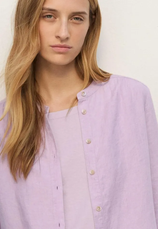 Women Long Curvedhem Shirt Pink Lilac Poetry Fashion Shirts and Tunics
