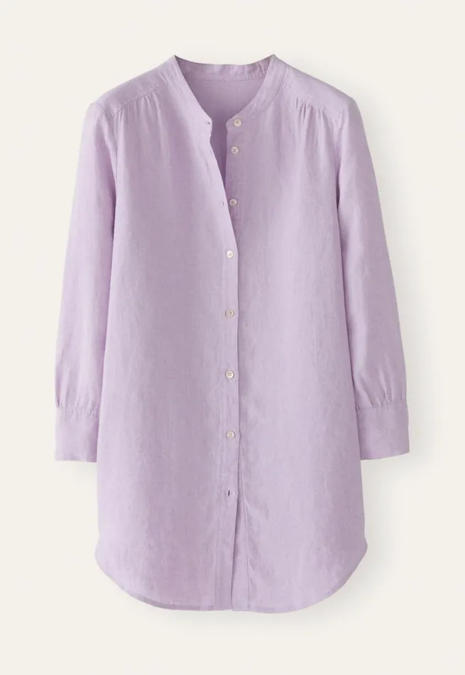Women Long Curvedhem Shirt Pink Lilac Poetry Fashion Shirts and Tunics