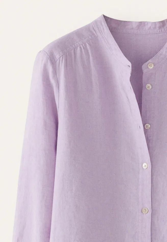 Women Long Curvedhem Shirt Pink Lilac Poetry Fashion Shirts and Tunics