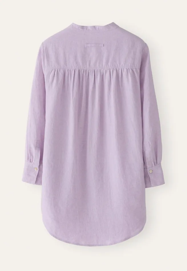 Women Long Curvedhem Shirt Pink Lilac Poetry Fashion Shirts and Tunics