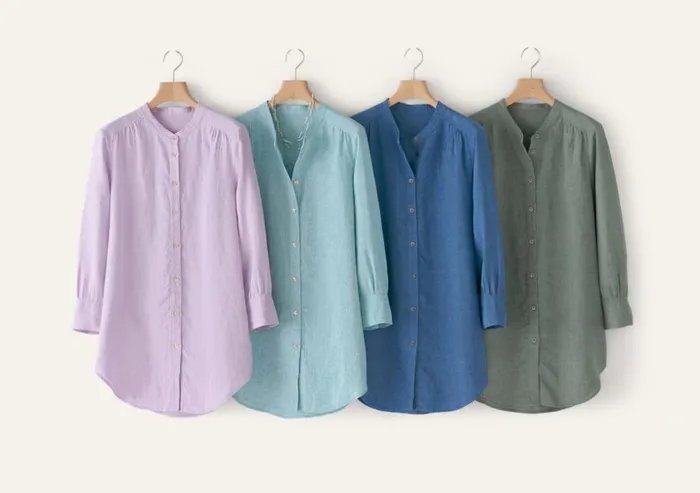 Women Long Curvedhem Shirt Pink Lilac Poetry Fashion Shirts and Tunics