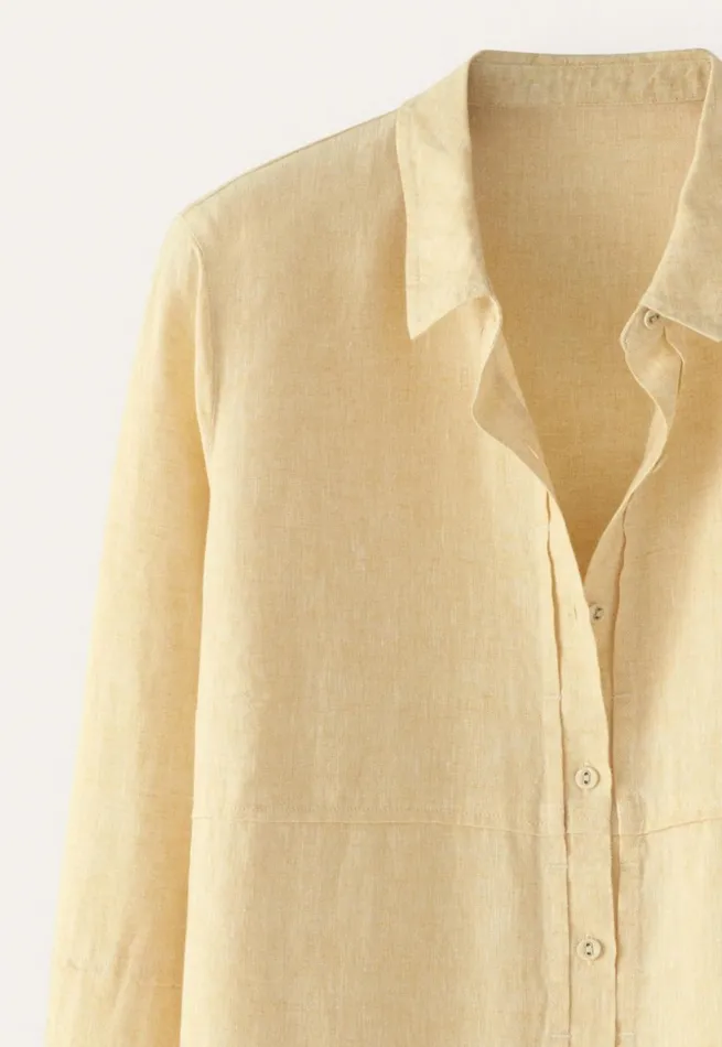 Women Longline Shirt Pastel Yellow Poetry Fashion Shirts and Tunics