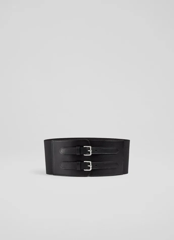 Women Lula Black Leather Corset Belt LKBennett Belts
