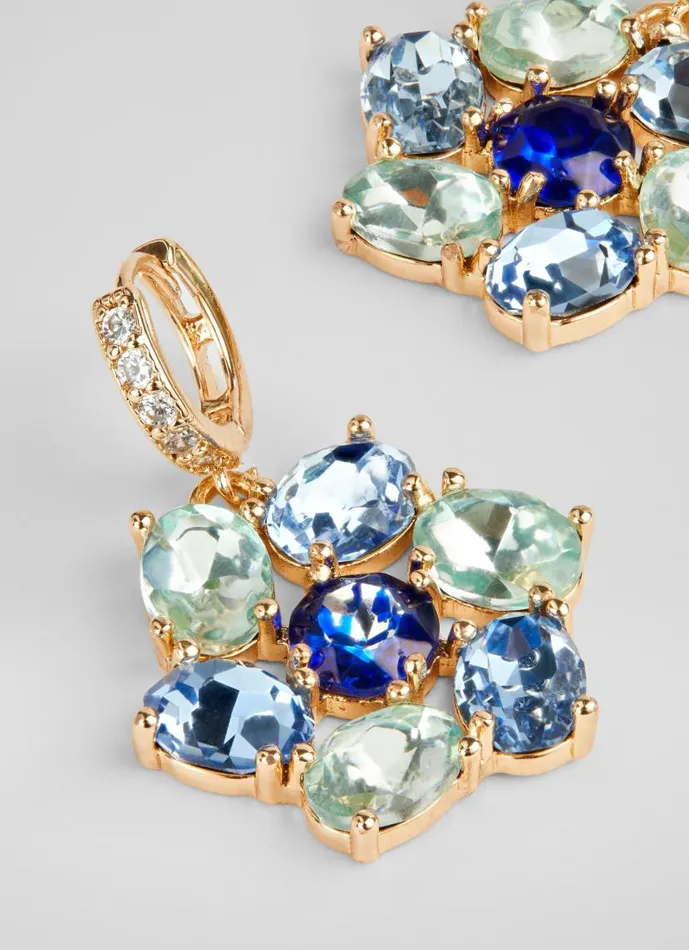 Women Mae Blue Crystal Daisy Drop Earrings LKBennett Jewellery