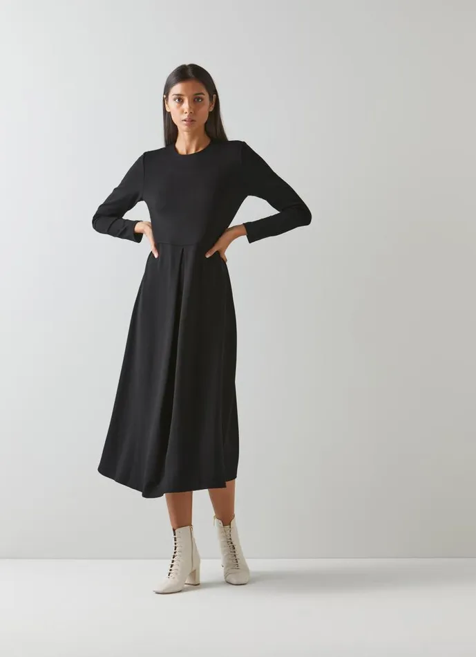 Women Maria Black Jersey Fit And Flare Dress Black LKBennett Dresses